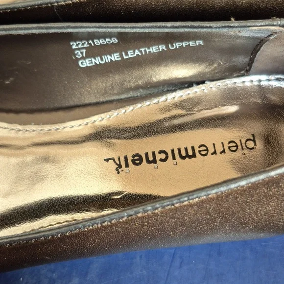 Pierre Michel Bronze Metallic Leather Peep Toe Wedges! Size 37! - Picture 4 of 15